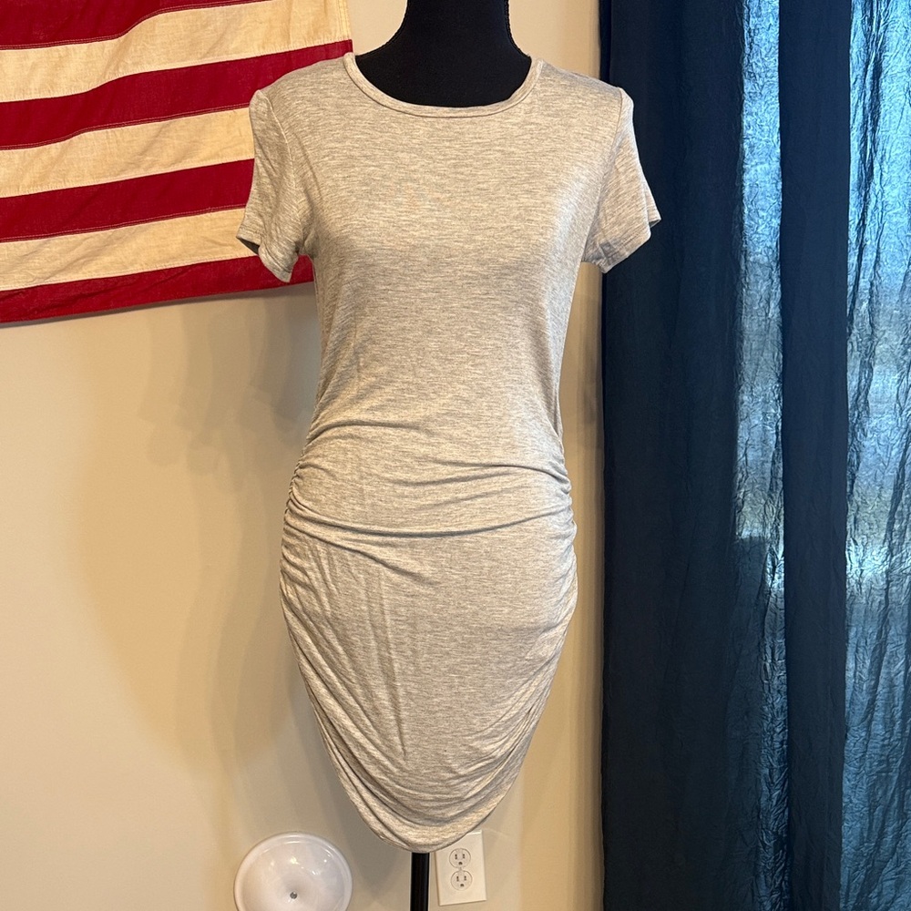 Casual Gray Ruched Mini Dress